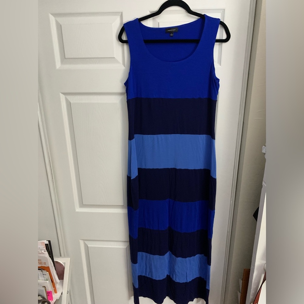 Blue Striped Sleeveless Dress